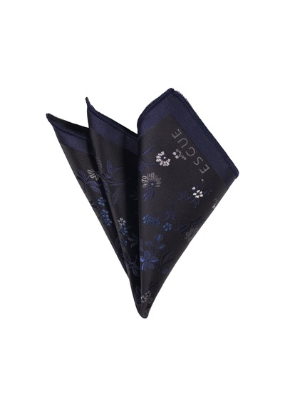 Esgue Hand Made 8 Cm Siyah Lacivert Desenli Kravat Mendil Lacivert - Siyah