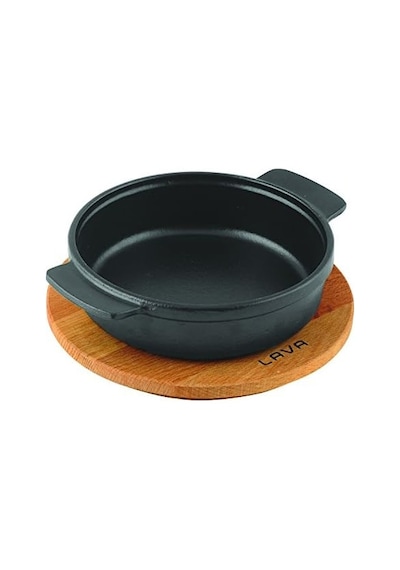 Lava, Pişirme Kabı, Lv Eco Gv 14 K4, Yuvarlak Güveç, Ahşap Altlık, Çap 14 Cm, Dökme Demir, Siyah Açık Altın