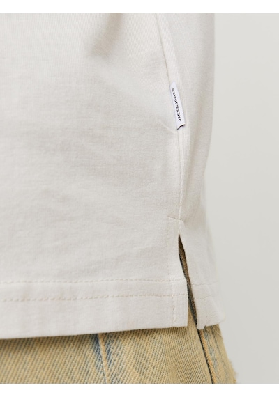 Jack & Jones Erkek Bisiklet Yaka Düz Renk Tisört - Charge - 12259975 Moonbeam Çok Renkli