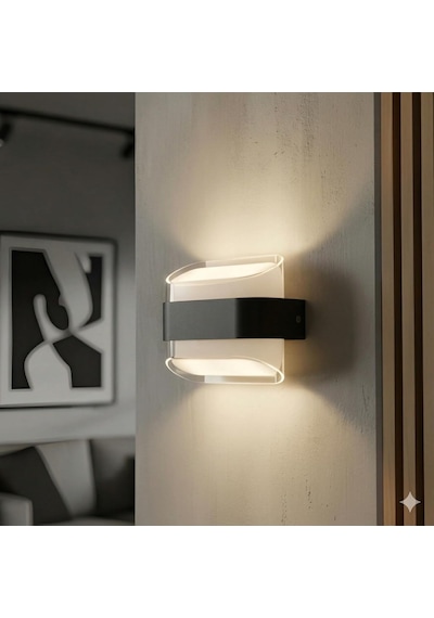 Dekoratif Aydınlatma 12w Led Aplik Cata Gozo Dış Ve İç Mekan Duvar Apliği - 3200k Günışığı, Ip44, Şeffaf Pl Çok Renkli