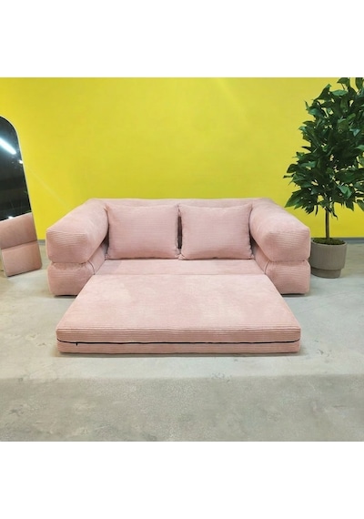 Katlanır Yatak Çok Fonksiyonlu Koltuk Pembe