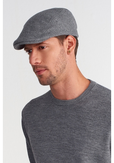 Külah Erkek Yün Flat Cap Kasket Peaky Blinders Şapka - Gri
