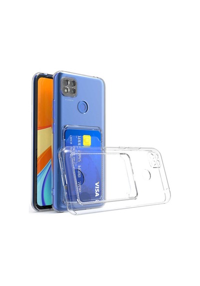 Xiaomi Redmi 9c Kılıf Kartlıklı Şeffaf Zore Setra Clear Silikon Kapak Renksiz