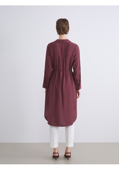 Lcwaıkıkı Classic Bordo Oversize Kadın Gömlek Tunik