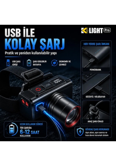 K Light Kl811 Kafa Lambası Siyah