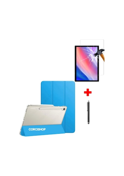 Samsung Galaxy Tab S9 Plus 12.4 Sm-x810 Kılıf Pu Deri Smart Standlı Case Ekran Koruyucu Set