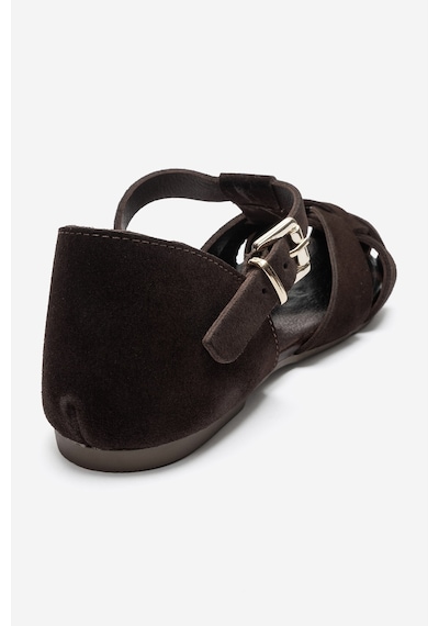 Luvi Shoes Alına Kahverengi Süet Hakiki Deri Kadın Sandalet