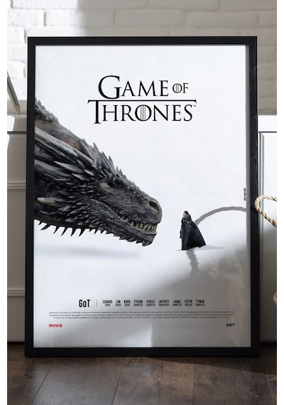 Game Of Thrones Siyah Ahşap Çerçeveli Poster, Dizi Duvar Tablosu