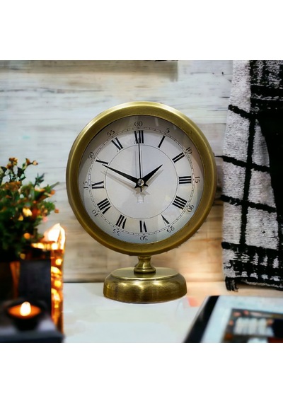 Eskitme Gold Metal Ofis Salon Otel Masa Saati 25*20 cm Y7