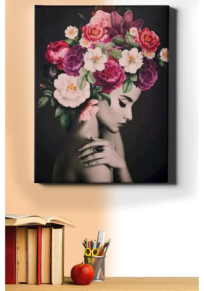 Webstyle Sayılarla Boyama Seti Kasnaklı Çiçek Saçlı Kadın 5 50 X 65 Cm