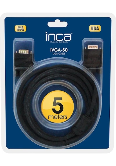 Inca Ivga-50 Vga 5mt Altın Uçlu Blister Vga Kablo Yüzde 99.50 Bakır