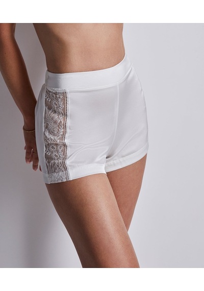 Aubade Midnight Whisper Shorty Dantelli Stretch Ipek Şort Külot Beyaz