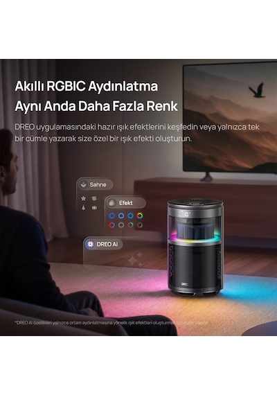 Air Purifier 530as Akıllı Hava Temizleyici, Hepa Filtre, Pm2.5 Lazer Sensör, 18 Db, 90 M², Rgbıc Işık, Pet Care, App Kontrollü Siyah