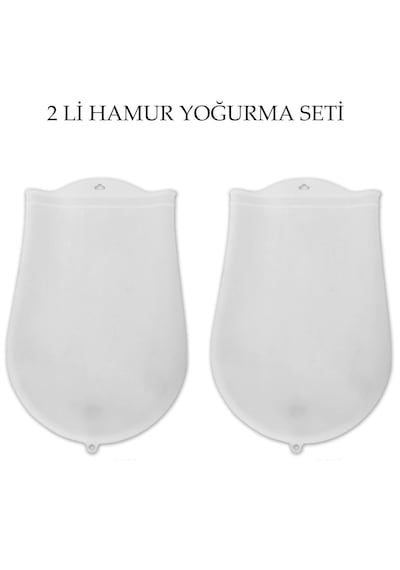 Lunaev Hamur Torbası 2 Li Set Orta Ve Büyük Hamur Silikon Şeffaf Yoğurma Torbası Ekmek Makarna Mantı Açık Bej