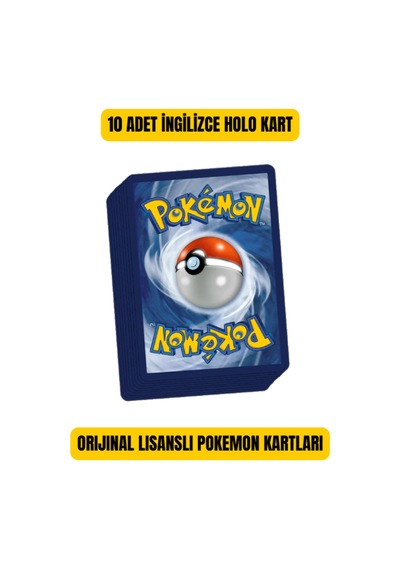 10 Adet Lisanslı Pokemon İngilizce Holo Kart
