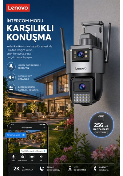 2 Kameralı 10mp Wifili Ultra Renkli Gece Görüşlü Hareket Takipli Güvenlik Kamerası
