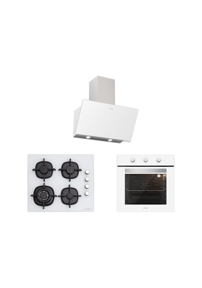 Silverline BO6503W01 - CS5429W01 - 3457 Soho 60 CM Beyaz Cam Ankastre Set