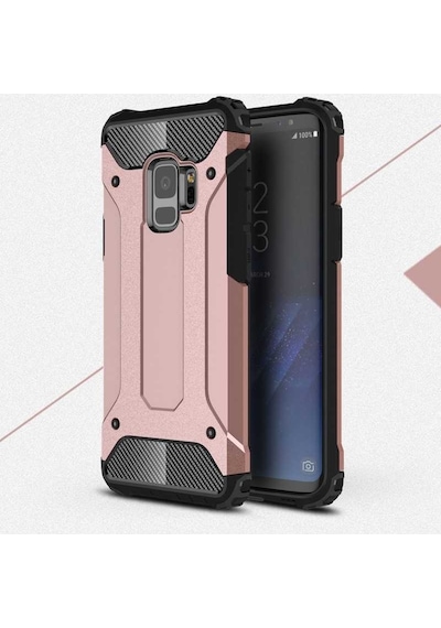 Kilifone - Samsung Uyumlu Galaxy S9 - Kılıf Çift Katman Zırh Tank Crash Military Kapak - Rose Gold