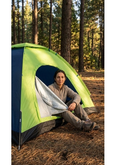 Kolay Kurulumlu Pratik Kamp Çadırı 6 Kişilik 220x250x150 Acı Kahverengi