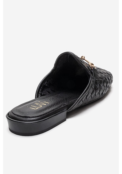 Luvishoes Senıa Siyah Örgü Hakiki Deri Tokalı Önü Kapalı Kadın Terlik