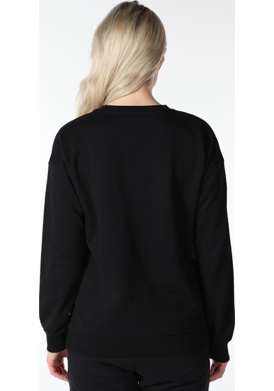 Defys Kadın Bisiklet Yaka Regular Fit Baskılı Sweatshirt Siyah - 499138804 Siyah