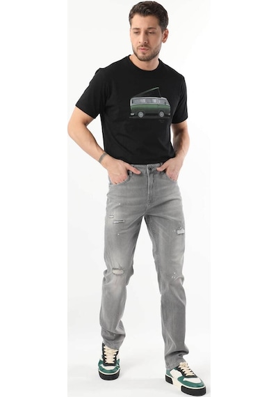 Banny Jeans Erkek Dizi Yırtık Jean Pantolon Gri 28