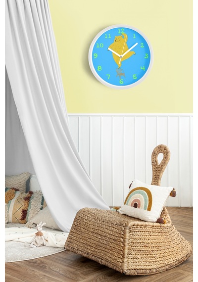 Sevimli Ayı Çocuk Odası Duvar Saati - 35cm - Önü Camlı Beyaz Kasa - Sessiz Mekanizma-jh1074 Beyaz