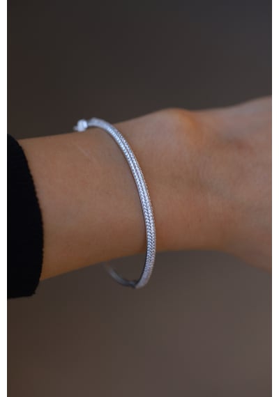Yenigün Kuyumculuk 14 Ayar Altın Beyaz Yarım Tur Taşlı Kelepçe Kp26992 Sarı Altın