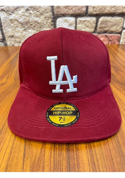 La Los Angeles Nakış Hip Hop Snapback Rapper Basket Cap Şapka Bordo