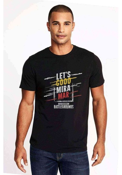 Pubg Miramar Baskılı Siyah Erkek Tshirt