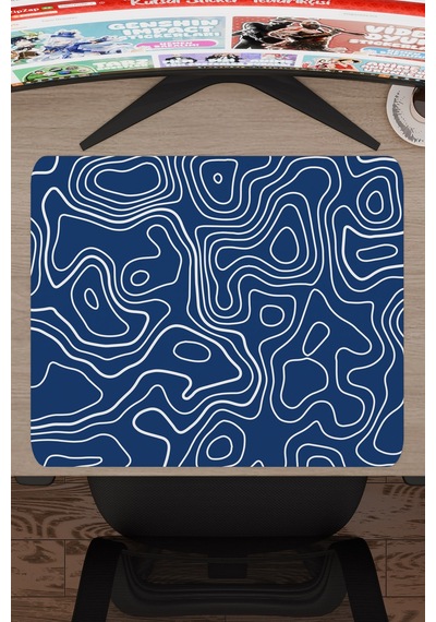 Mavi Beyaz 48x40 Xl Taraftar Gaming Oyuncu Mouse Pad Kaymaz Taban Büyük Fare Altlığı Topography
