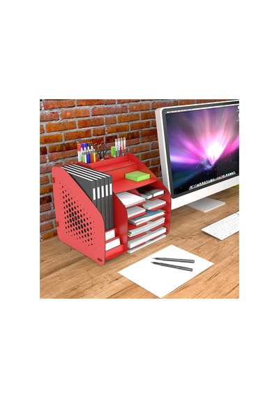 Fx-xl Modest - 6 Renk - A4 Evrak Rafı Masaüstü Organizer Kırmızı - 825756903 Kırmızı