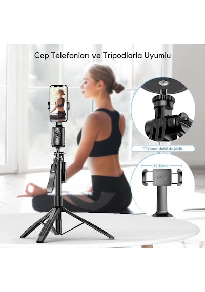 Etashop Akıllı 360 Yüz Takipli Telefon Gimbal Standı Otomatik Döner Tripod Başlığı, Şarjlı Vlog Lıv