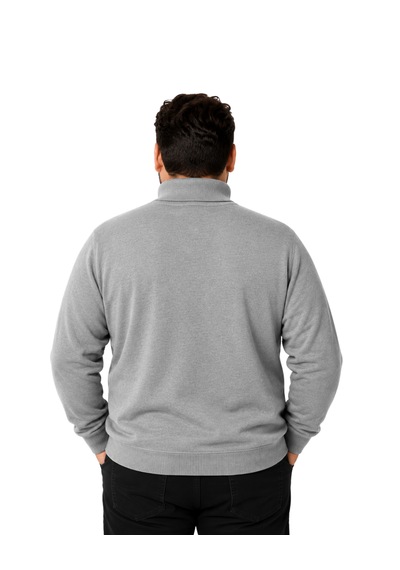 Battalmoda Erkek Büyük Beden Gri Tam Balıkçı Pamuklu Kazak 3xl-4xl-5xl-6xl