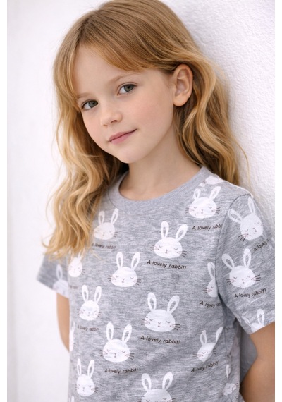 Beka Kids Kız Çocuk Kısa Kollu Ve Şortlu Bisiklet Yaka Rahat Desenli Pijama Takımı Alt-üst Takım Gri Beka Kids Kız Çocuk Kısa Kollu Ve Şortlu Bisiklet Yaka Rahat Desenli Pijama Takımı Alt-üst Takım Gri
