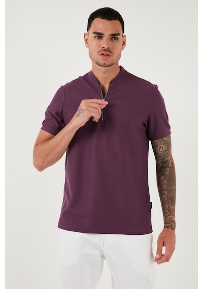 Buratti Pamuklu Regular Fit Yarım Fermuarlı Erkek T Shirt 5902653 Mürdüm