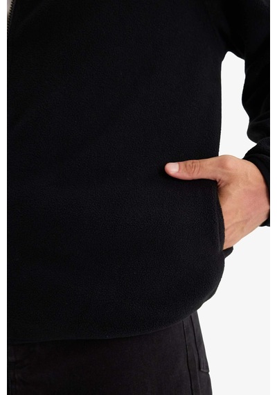 Defacto Relax Fit Yarım Balıkçı Yaka Fermuarlı Polar Hırka F0446ax25aubk81 Siyah-bk81
