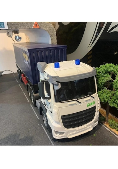 Oyuncak 2.4ghz Uzaktan Kumandalı 1:12 Ölçek Işıklı Ve Sesli Konteynerlı Tır - Şarjlı Dorseli Tır Mavi