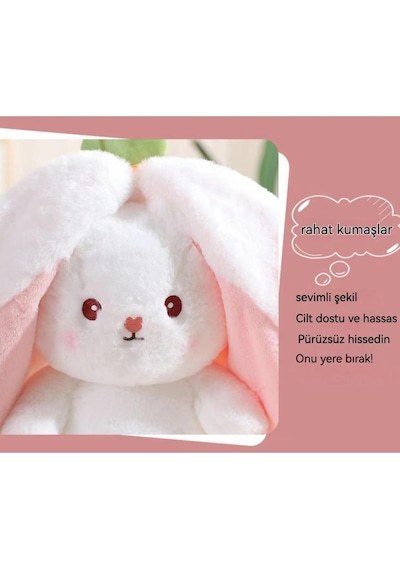 Peluş Tavşan Fermuarlı Çilek Tavşan Peluş