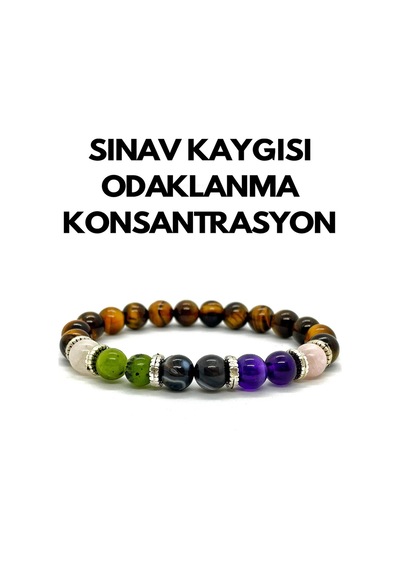 Doğaltaş - Sınav Kaygısı Bileklik - Odaklanma Bileklik - Konsantrasyon Bileklik - Unisex Çok Renkli