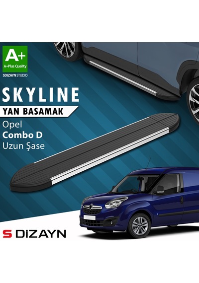 S-dizayn Opel Combo D Uzun Şase Skyline Krom Yan Basamak 223 Cm 2011-2015 A+ Kalite