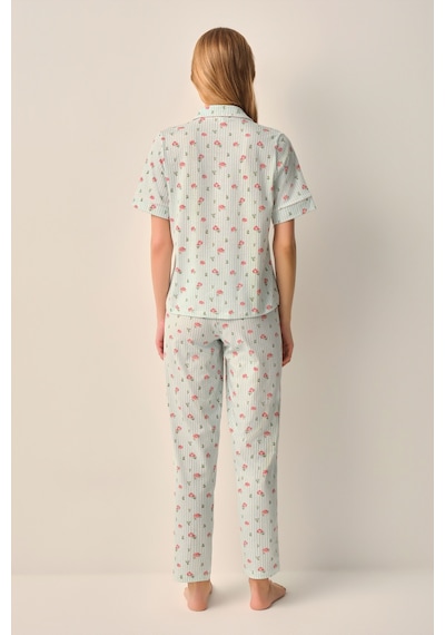 Suwen Melinda Pamuklu Gömlek Yaka Pijama Takımı Sh26607660b1141 Yeşil
