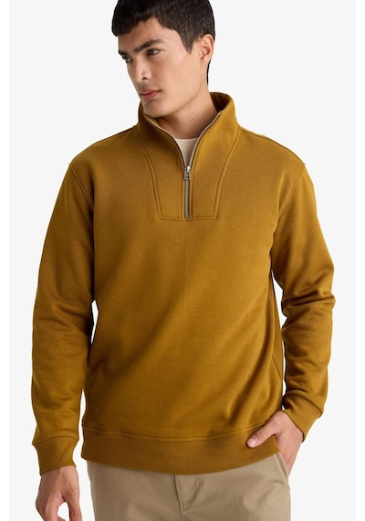 Defacto Regular Fit Yarım Balıkçı Yaka Fermuarlı Kalın Sweatshirt F4136ax25aubn152 Kahve