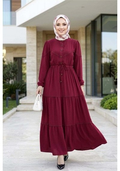 Hb Harma Time Butik Kadın Düğmeli Dantel Detaylı Beli Bağcıklı Ayrobin Bordo Elbise Bordo Bordo Hb Harma Time Butik Kadın Düğmeli Dantel Detaylı Beli Bağcıklı Ayrobin Bordo Elbise Bordo Bordo