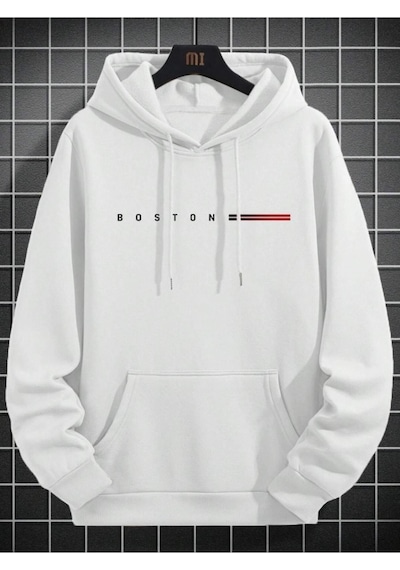 Altamira Erkek Boston Baskılı Oversize Kapşonlu Sweatshirt 001