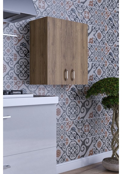 Moza Çok Amaçlı Kapaklı Banyo Balkon Dolabı Ceviz