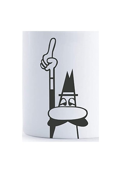 Bialetti - Kupa - Mug - 250ml - Bialetti İkonik Bıyıklı Adam Desenli - Porselen Açık Ahşap