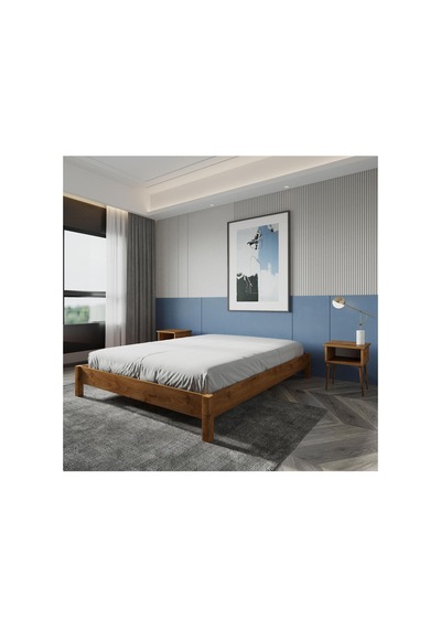 Renazzo Loft Masif Ahşap Karyola Ve 2 Adet Komodin Ceviz 160x200 Ceviz - 160 X 200