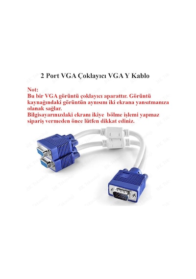 Yüksek Kalite Vga Çoklayıcı Monitör Kablosu 1 Giriş 2 Çıkış