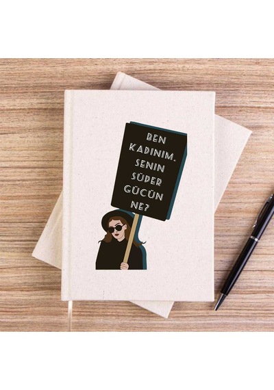 Ben Kadınım Krem Çizgisiz Kanvas Defter
